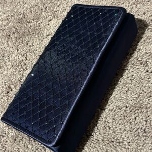 Navy Satin Clutch